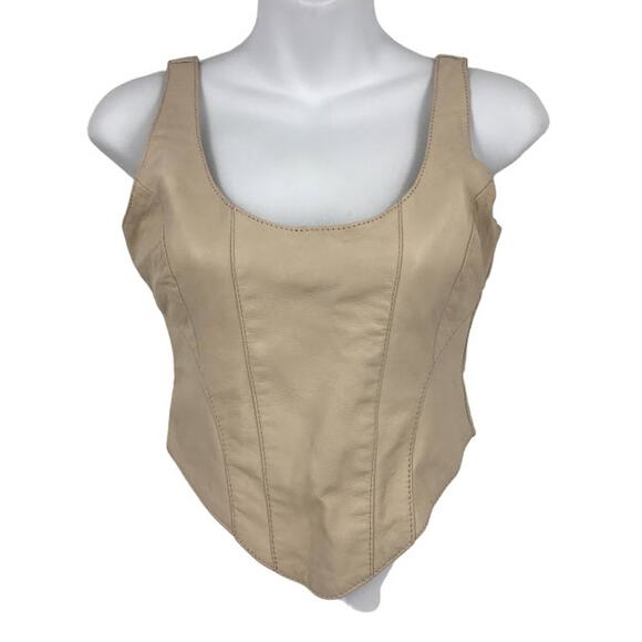 Understated Leather x Revolve Mustang Bustier Crop Top S Sleeveless Back-Zip - Picture 3 of 7